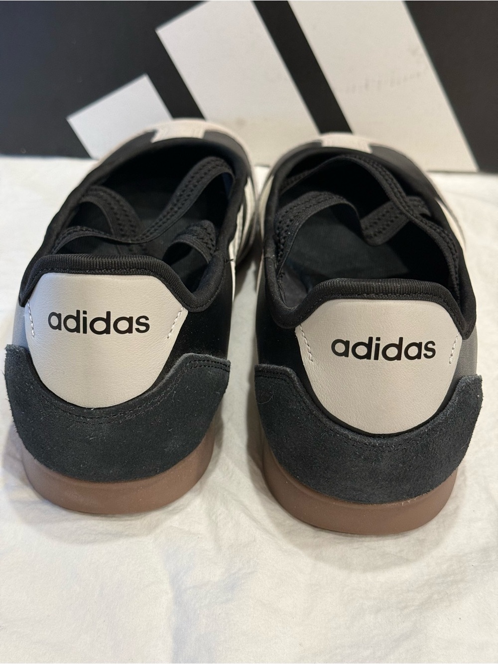 Adidas Barreda Black White & Gray Mary Jane Slip-On Sneakers Womens 10 Like New - Picture 5 of 8